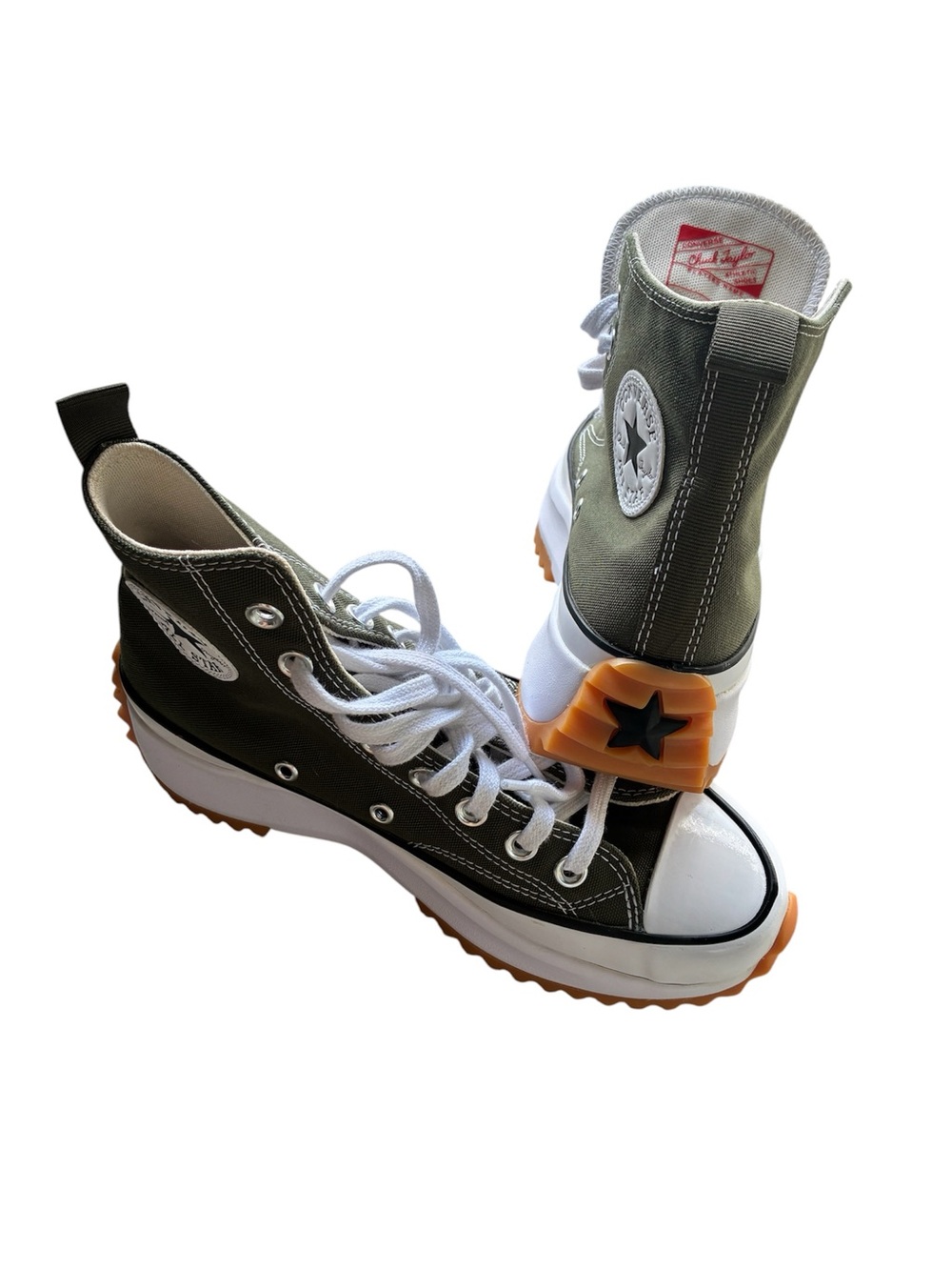 Converse Platform Run Star High Top Sneaker - Olive, White, Gum - Picture 2 of 8